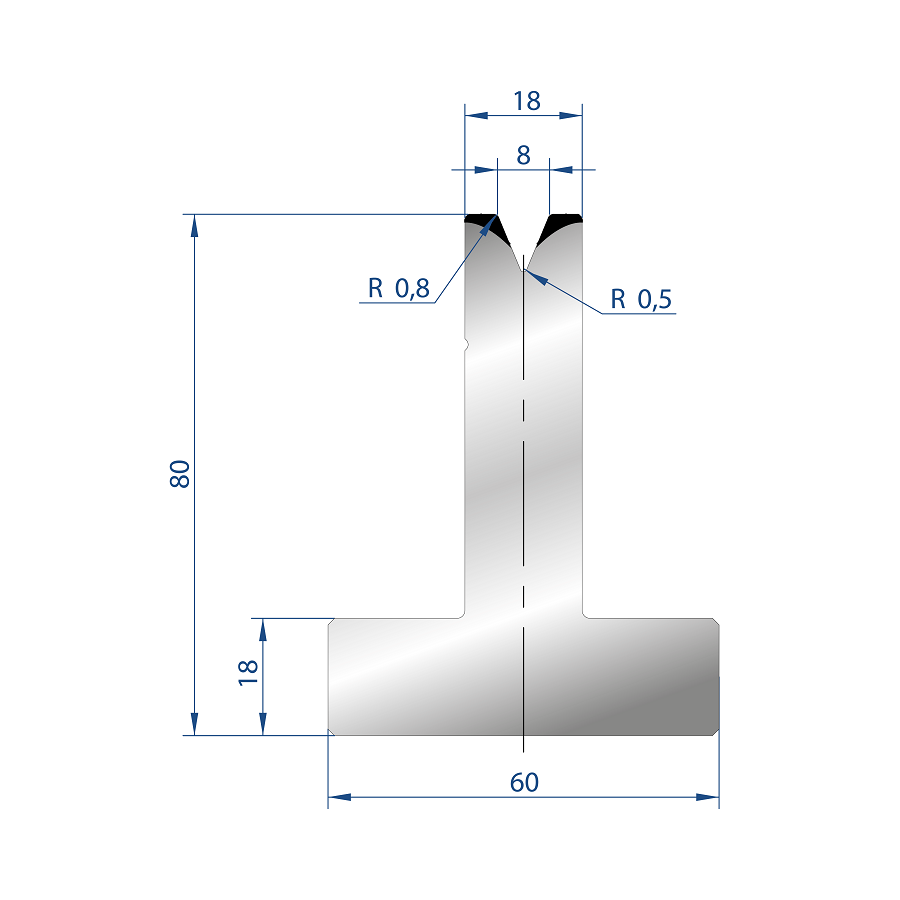 3027 – T MATRIZEN H=80mm 45°