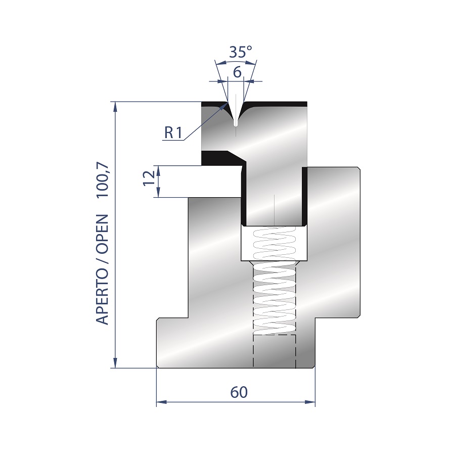 3037/6 FEDERGELAGERTE ZUDRÜCKMATRIZE 35°