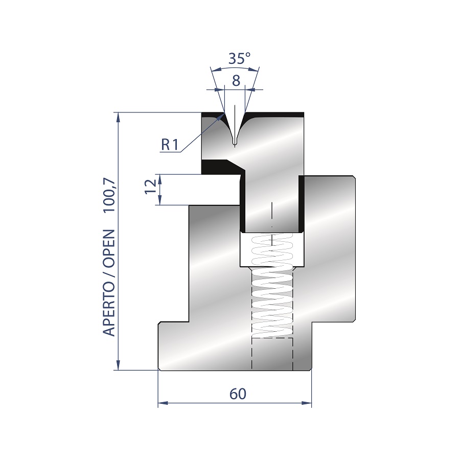 3037/8 FEDERGELAGERTE ZUDRÜCKMATRIZE 35°