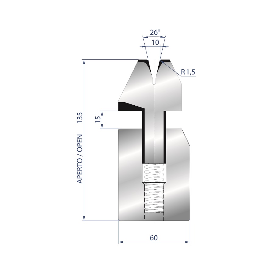 3038 - FEDERGELAGERTE ZUDRÜCKMATRIZE 26°