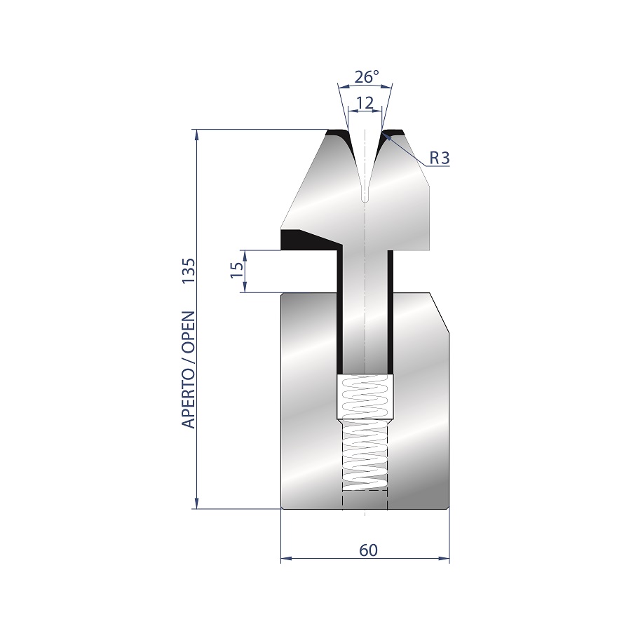 3040 - FEDERGELAGERTE ZUDRÜCKMATRIZE 26°
